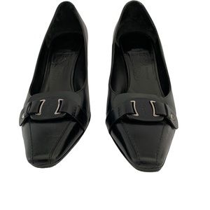 Salvatore Ferragamo Heels Black Leather Size 9 Excellent Condition